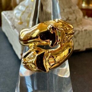 Milor Italian Gold Over Silver Panther Ring - Size 8